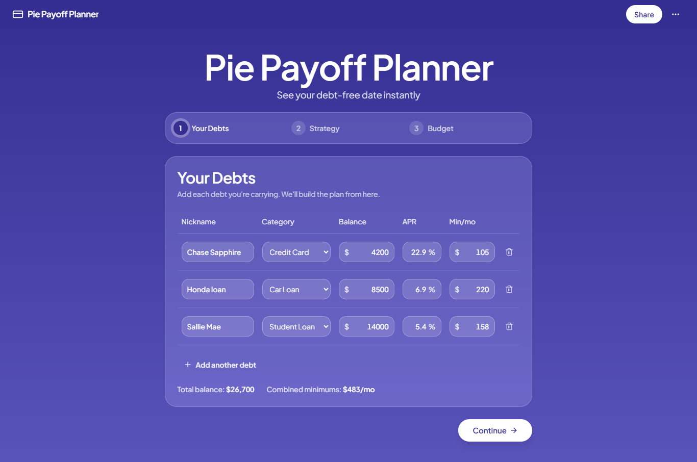 Debt Payoff Planner preview