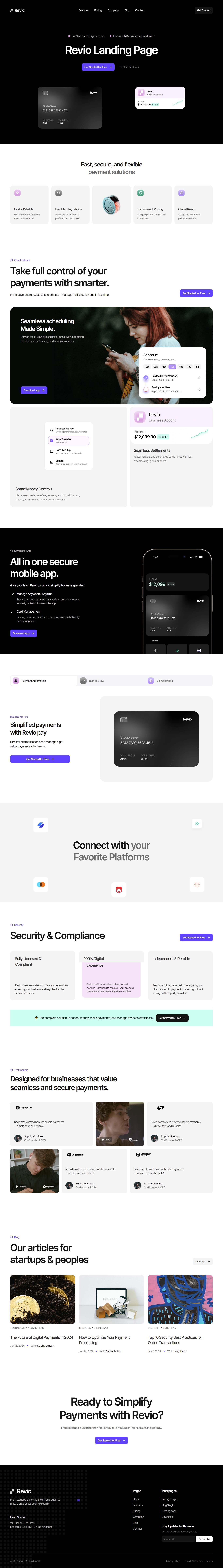 Revio Landing Page React preview